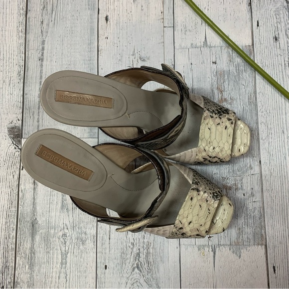 BCBG MAXAZRIA LEATHER SNAKE PRINT PLATFORM HEELS SANDALS SZ 10 - Picture 12 of 12